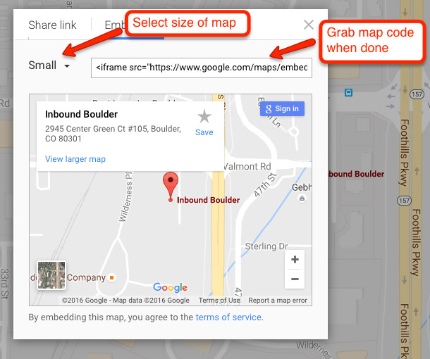 Customizing your embedded map in Google Maps
