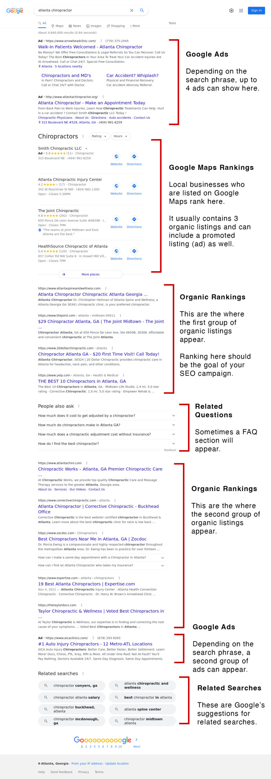 Google Desktop search results (SERP) example