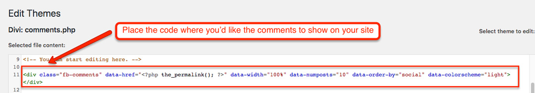 FB Comments code for WordPress single post