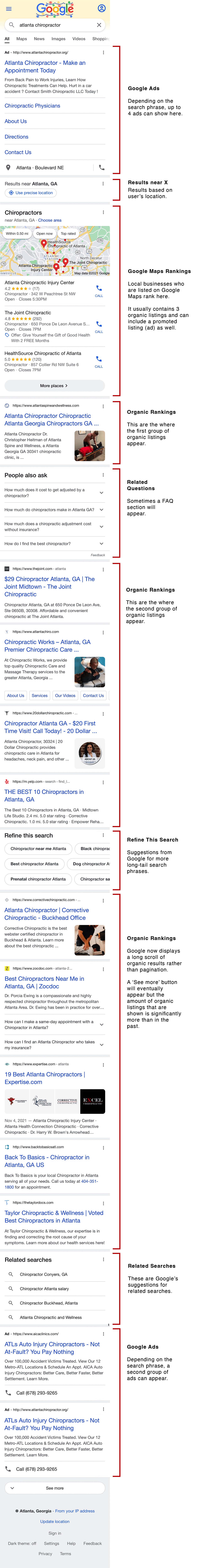 Mobile search results example on Google